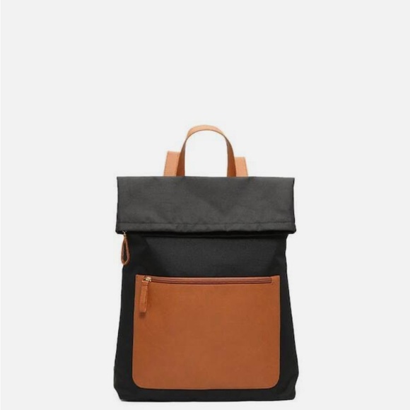 DSW Handbags - DSW Exclusive Foldover Backpack - BLACK / BROWN NWT